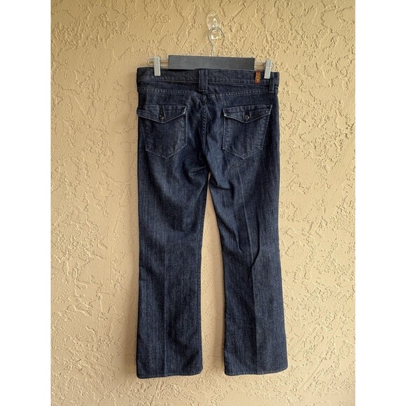 7 For All Mankind Woman’s  Bootcut Jean Wm Sz 30 Dark Blue Stretch USA Pockets - Picture 1 of 10